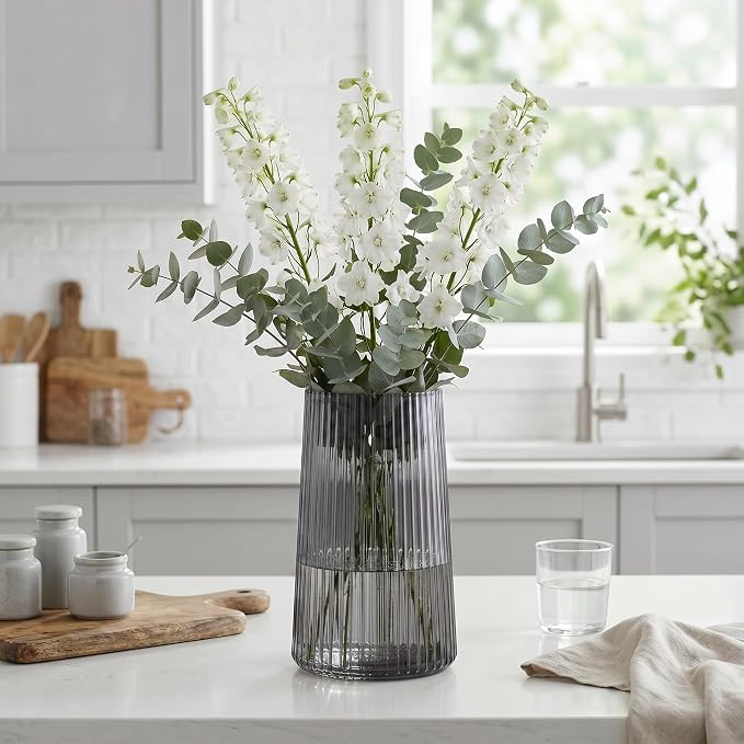 Black Glass Vase for Flower, Flower Vase for Bouquet, Modern Glass Vases - Image 5
