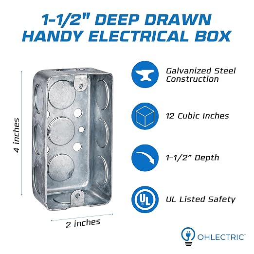 4 Pack - 4x2” Rectangle Steel Electrical Box| 1-1/2" Deep Box - Image 2