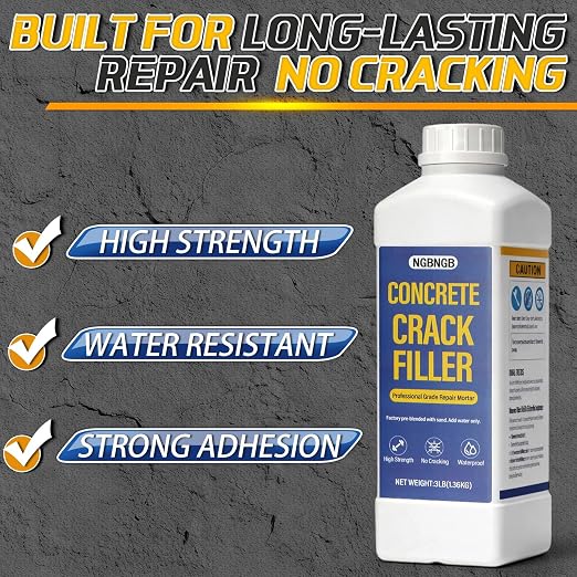 Concrete Crack Filler Heavy-Duty Dry Granular Mortar Repair Kit, 3 lb Gray | - Image 4