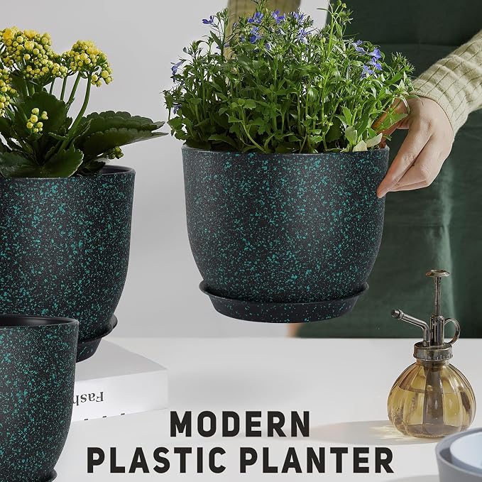 YNNICO Plant Pots 10/9/8/7.5/7 inch Set of 5, Flower Pots - Image 6