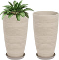 Neoaider Set of 2 Tall Planter, 21 inch Large Plastic Planter, Oat Color | by Neoaider