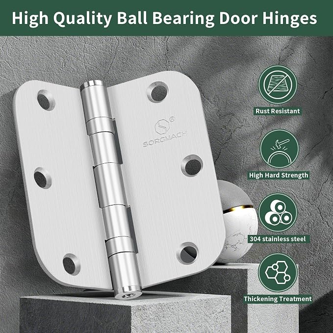 304 Stainless Steel 3.5 Inch Door Hinges Brushed Satin Nickel Interior Hinges - Image 4