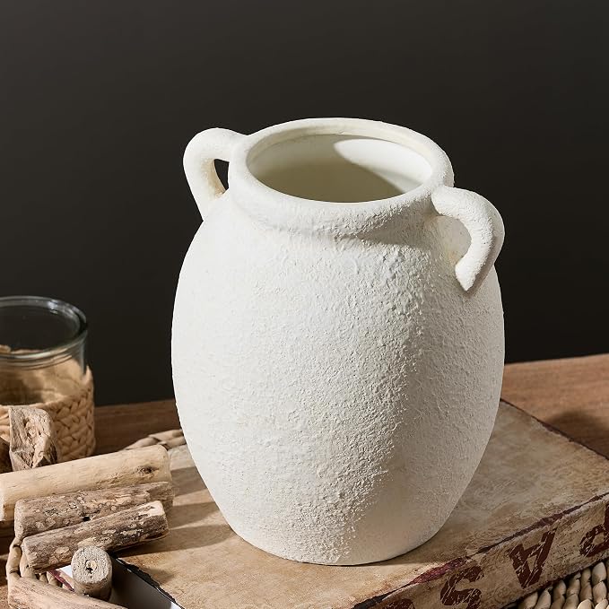 Dobbyby Ceramic Flower Vase 7.6 inch Farmhouse Rustic Vase Decorative Pottery - Image 4