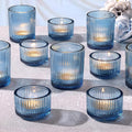 NITIME 20pcs Ribbed Blue Votive Candle Holders, Wedding Table Settings and by NITIME