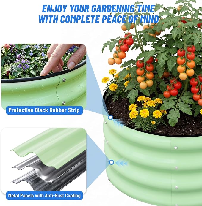 3 Pcs 2x2x1ft Round Galvanized Raised Garden Bed Kit Outdoor, Metal Planter Box - Image 3