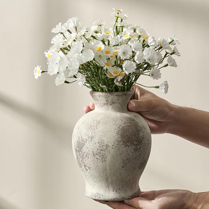 7.2" Ceramic Vase for Home Decor, Decorative Terracotta Farmhouse Rustic Vases - Image 6