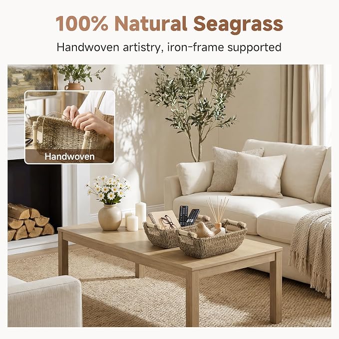 StorageWorks Small Baskets for Shelf, Seagrass Woven Basket for Gifts | Wicker - Image 5