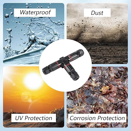 3PCS IP68 Waterproof Electrical Cable Connector, Outdoor 2 Pin T Shape Junction - Image 6