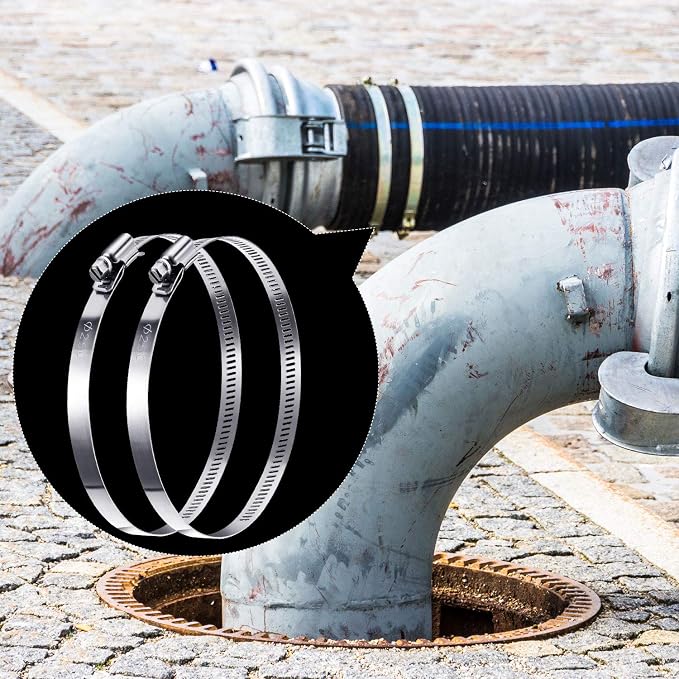 Boao Adjustable 304 Stainless Steel Duct Hose Clamp, 4 Pieces, 10 Inch | - Image 5