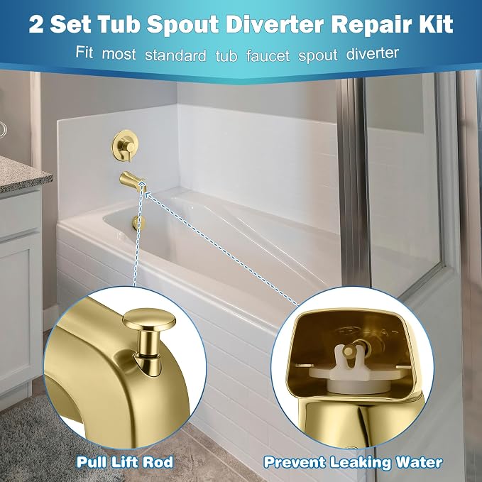 Enhon 2 Set Tub Spout Diverter Repair Kit | Includes 2 x Diverter Valve Stems - Image 3