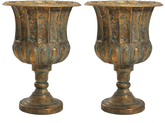 Worth Garden 24.5" H. Metal Urn Planters 2-Pack by WORTH
