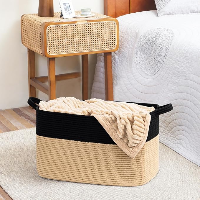 Goodpick Large Woven Blanket Basket, Bedroom & Nursery Organization, Reinforced - Image 5