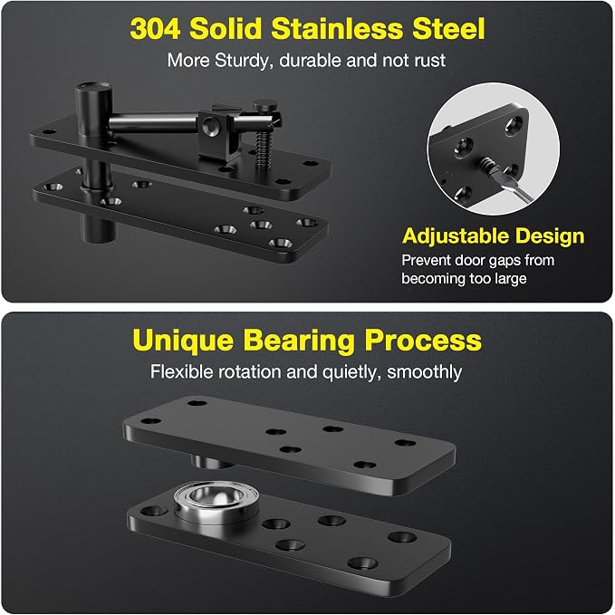 Hidden Door Hinge, 620LBS Load-Bearing Heavy Duty Stainless Steel Pivot Hinge - Image 4