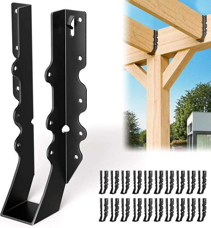 20 Pcs Black 2x10 Joist Hanger, LU210 18 Gauge Double Shear Face Mount Joist by Chenteel