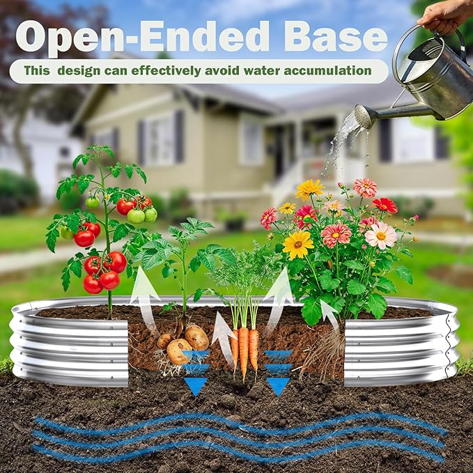 Galvanized Raised Garden Bed Outdoor, Easy Assemble Small Oval Plant Container - Image 5