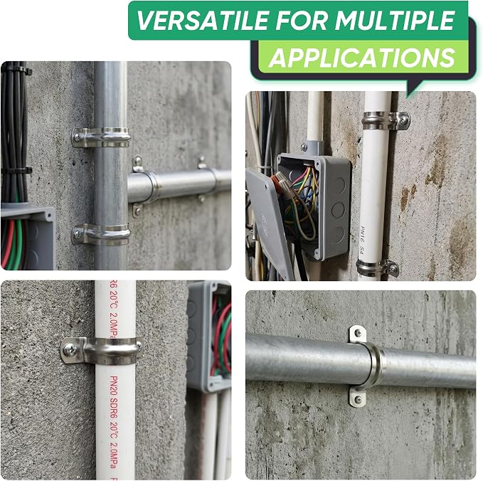 8PCS 4 Inch Stainless Steel Conduit Clamps, Comes - Image 5