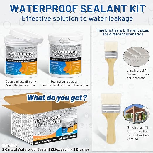 Liquid Waterproof Sealant 70oz Clear, Transparent Waterproof Coating | - Image 3