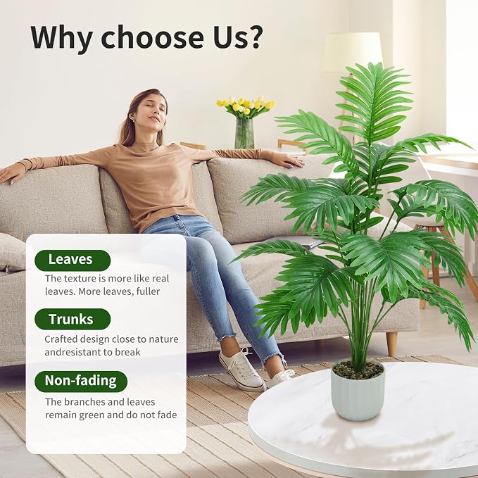 Freyalife 28“ Fake Plant Large Artificial Plam Tree - Image 5