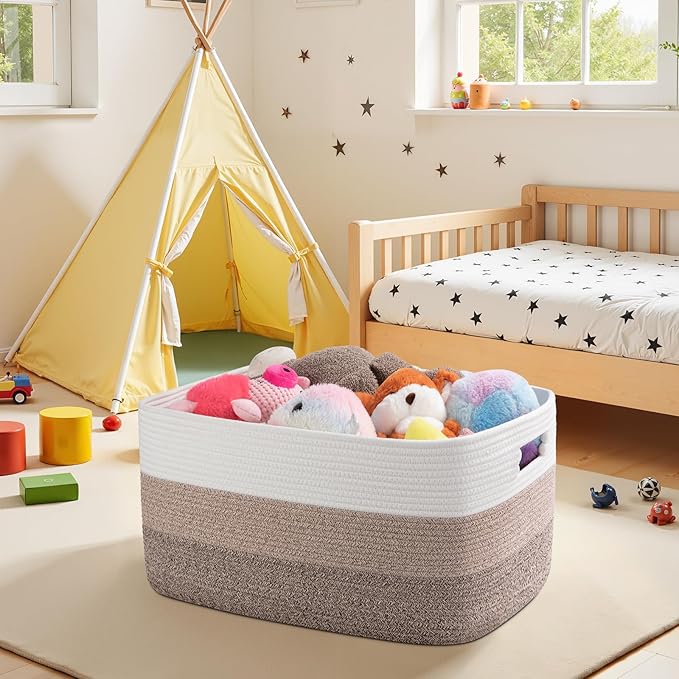 OIAHOMY Large Blanket Basket, 22”x17”x12” Laundry Baskets, Nursery Blanket - Image 9