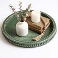 Hrastany Round Green Wood Decorative Tray, Coffee Table Tray by Hrastany