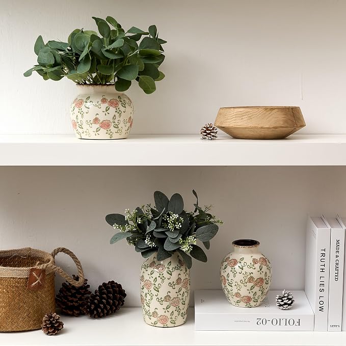 SIDUCAL Ceramic Red Rose Floral Vase - Image 4