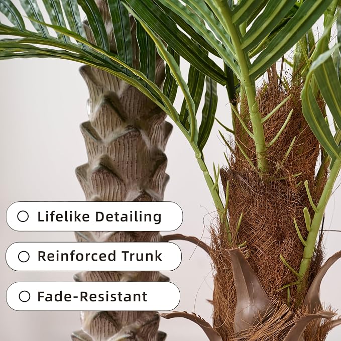 8.5ft Artificial Triple Phoenix Palm Tree | Thick Trunks, Outdoor UV Resistant - Image 4