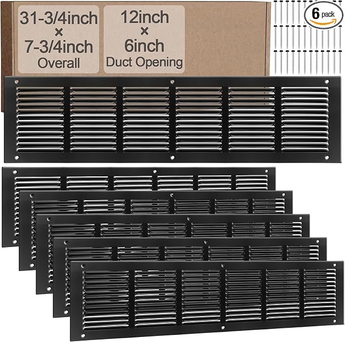 Blulu 6 Pack Fit for 30 x 6 Inch Duct Opening Return Air Vent Cover by Blulu