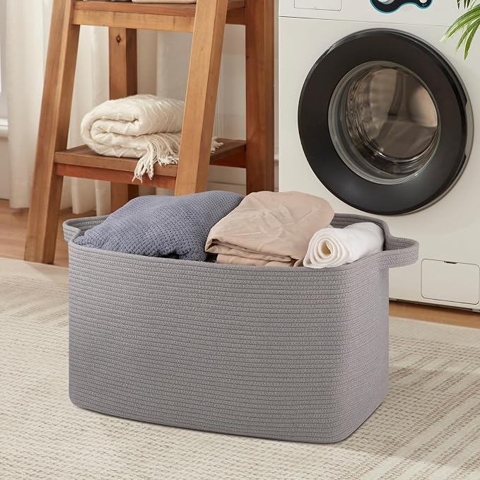 OIASKET Extra Large Blanket Basket, Rectangle Nursery Blanket Storage - Image 6