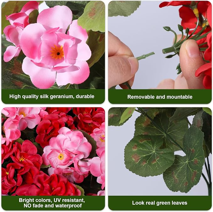 Artificial Geraniums Fake Flowers - Image 7
