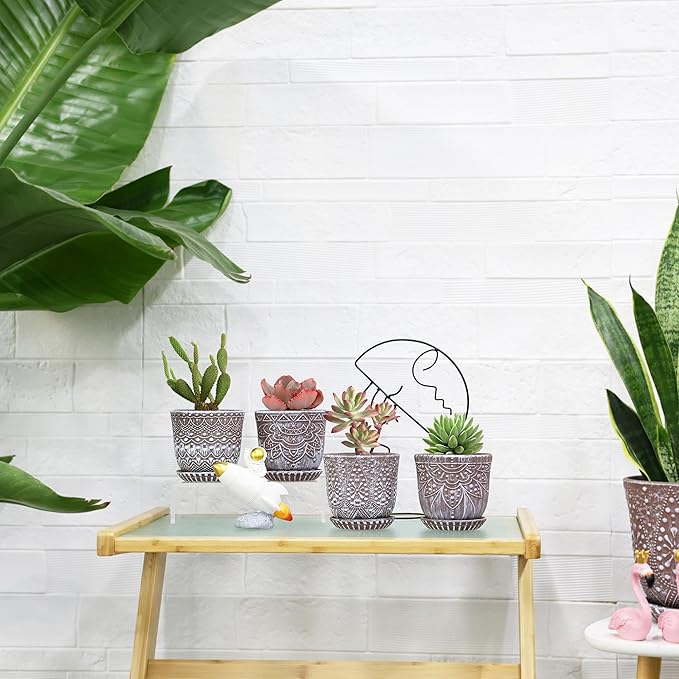 Gepege Ceramic Succulent Pots, 4 Inch Small Plant Pots - Image 5