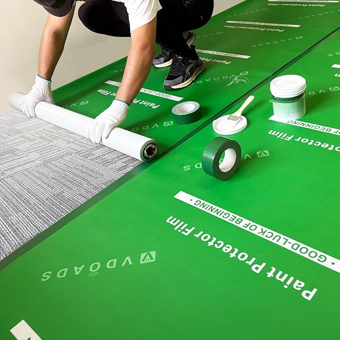 Carpet Floor Protection Film Heavy-Duty Temporary Painter Plastic Drop Cloth by Unknown