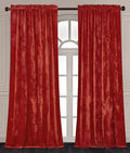 Chezmoi Collection Lux Brick Red Crushed Velvet Curtains 2 Panel Set by ChezmoiCollection