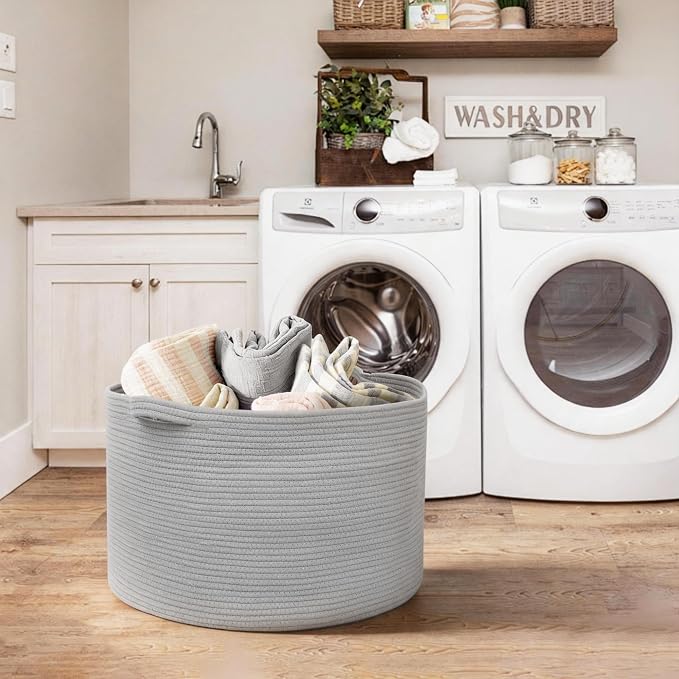 Extra Large Grey Storage Basket, Kids Toy Baskets Bins, Decorative Pillow Towel - Image 7