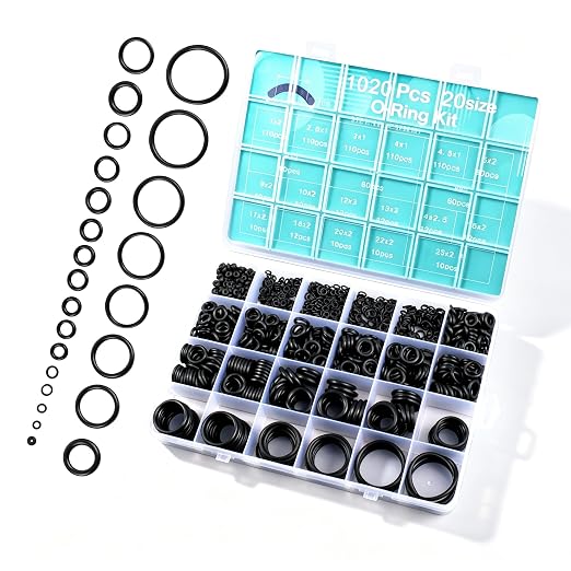 1020 Pcs O Ring Kit, 20 Sizes Rubber O-Rings & Rings Assortment w/Case & Labels by Unknown
