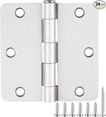 24 Pack Brushed Nickel Door Hinges 3.5 Inch 1/4" Radius Corners Standard | by JIWDOORHINGESFORHOME