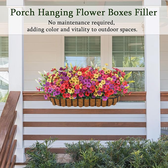 24PCS Fake Flowers Outdoor, UV Resistant Artificial Silk Flowers | Realistic - Image 6