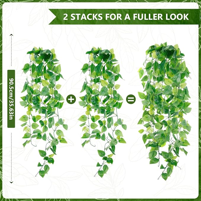 2-Pack Fake Hanging Plants, Faux Hanging Plant Artificial Greenery - Image 3