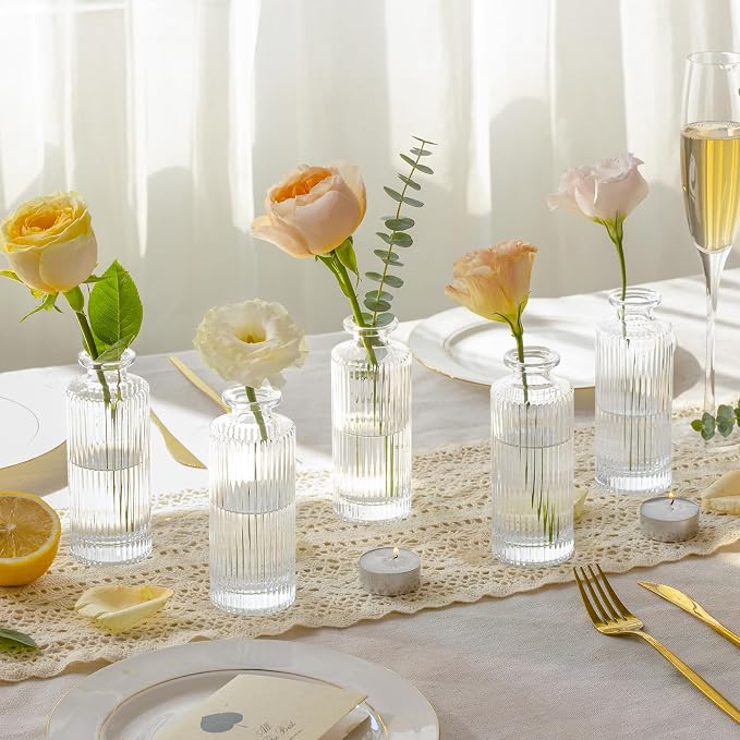 ComSaf Glass Small Bud Vases in Bulk 6 Pcs 5.2 Inch, Mini Bouquet Display - Image 2
