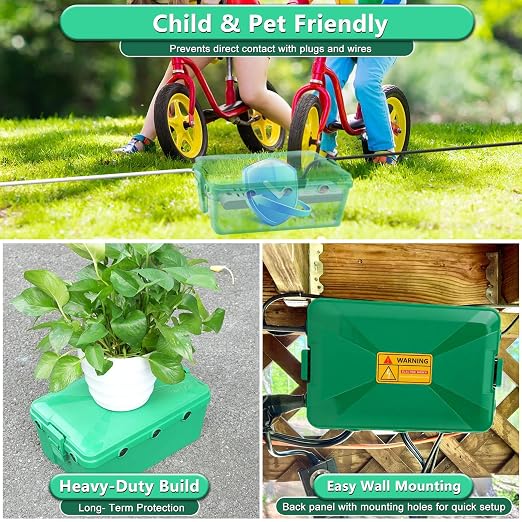 NineLeaf Green Waterproof Electrical Box, Outdoor Weatherproof Plug Cover | - Image 2