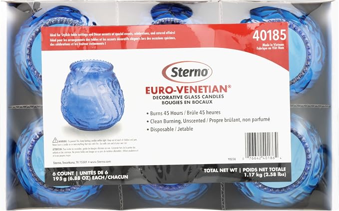 Sterno Euro-Venetian Wax Candles, 45-Hour Burn, 6 Pack | Decorative glass - Image 7