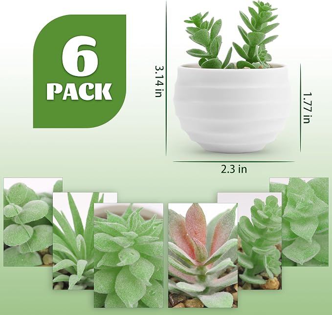 Der Rose 6 Pack Succulents Fake Plants - Image 2