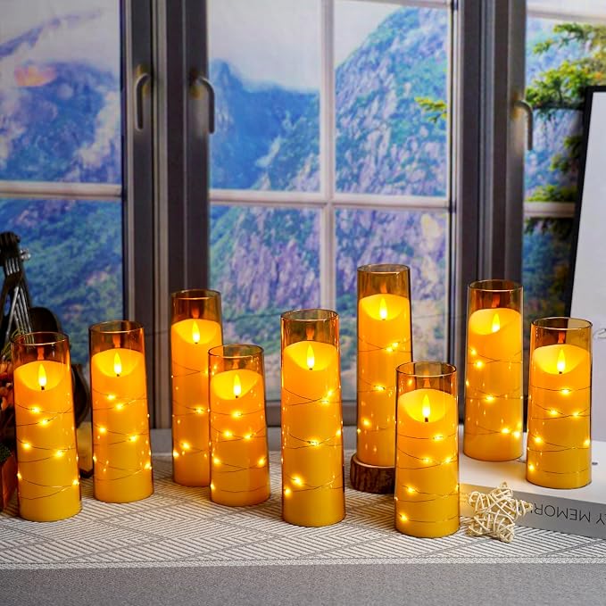 Eebuss Flameless Candles with Embedded Star String, Battery Operated LED Pillar - Image 3