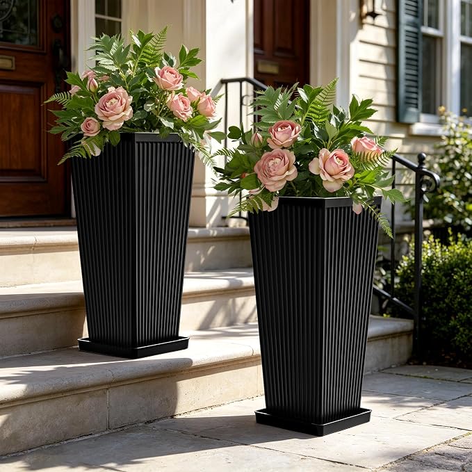 24" Tapered Tall Planters for Outdoor Plants by Diyfire