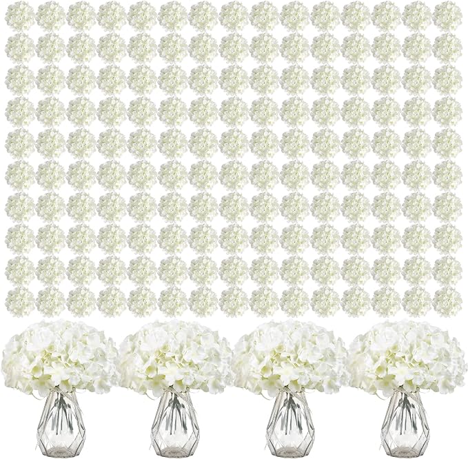 Auihiay 404Pcs White Hydrangea Artificial Flowers Bulk, Silk Fake Hydrangea | by Auihiay
