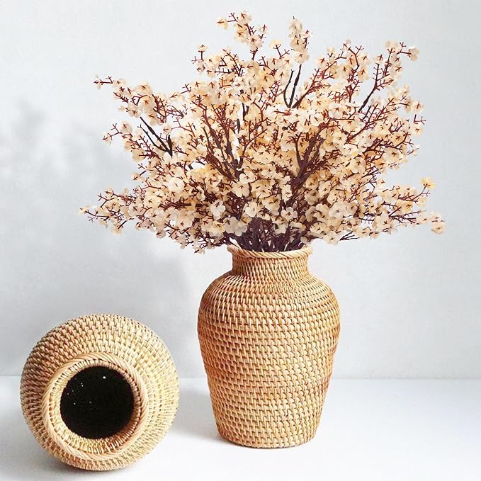 5 Pcs Fake Flowers, Real Touch Babys Breath Artificial Flowers, Champagne | - Image 5