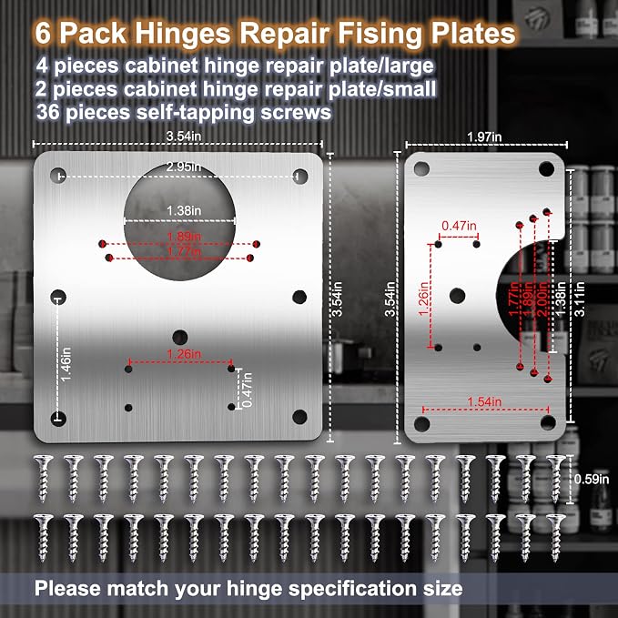 Cabinet Hinge Repair Plate, Hinges Repair Fixing Plate Cabinet Repair Board | 6 - Image 3