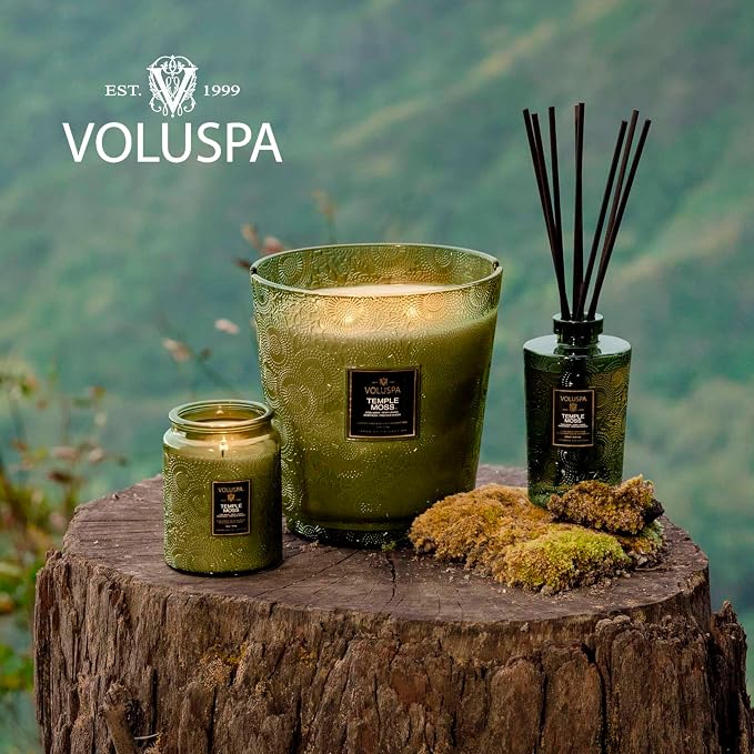 Voluspa Temple Moss, Two Wick Luxe Candle Jar, 44 oz, Coconut Wax Blend - Image 6