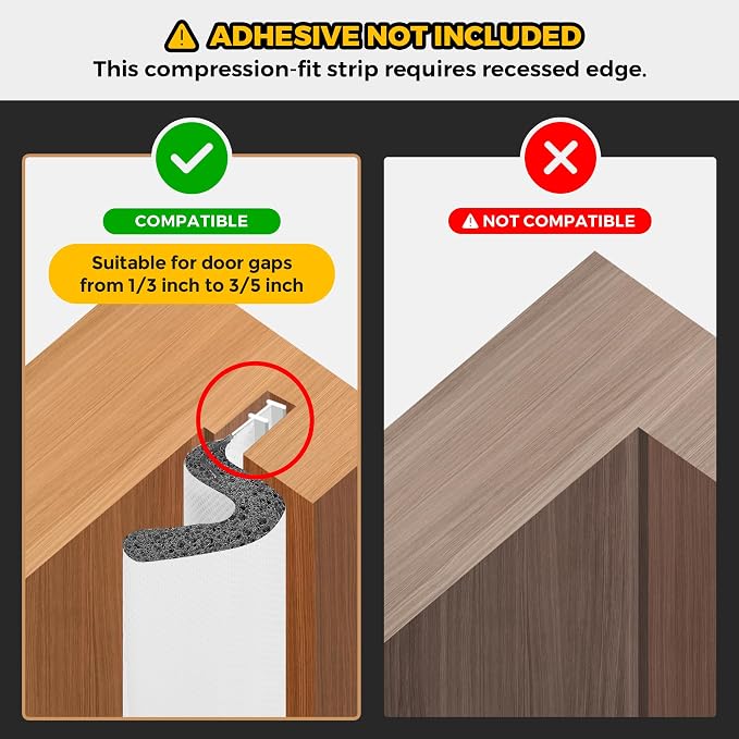 Ravinte Weather Stripping Door Seal, Q-Shaped Kerf Foam Strip, 26 FT, No - Image 2