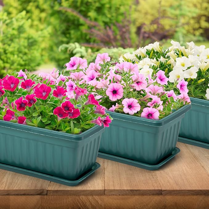 Fasmov 7 Pack 17 Inches Flower Window Box Plastic Vegetable Planters - Image 7