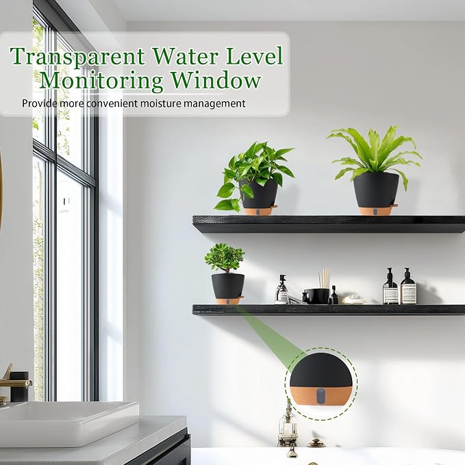 Self Watering Pots for Inoor Ourdoor Plants 8/7/6.5/6/5" Plastic Planters | - Image 6